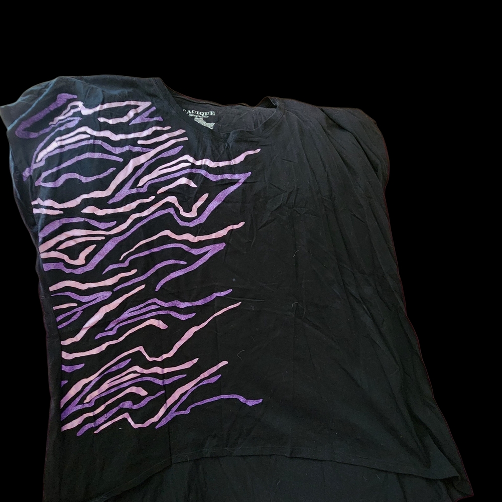 Black T-Shirt with Purple Zebra Design Wit Lil Sparkle To Stripes